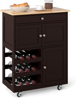 Desserte De Cuisine à Roulettes, Rangement Cuisine Plateau En Bois D'hévéa,37 X 67 X 86 Cm(marron)