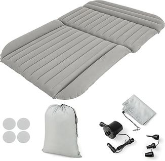 Matelas Gonflable Voiture Avec Pompe à Air et Flocage Double Face Et Sac De Transport (gris)