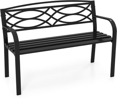 Banc Exterieur Jardin, Dossier Géométrique, Siège à Lattes (noir,116 X 49 X 83 Cm)