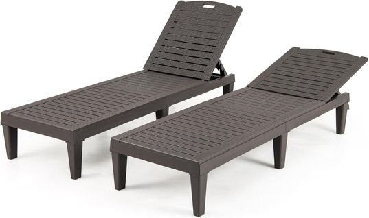 Lot De 2 Bains De Soleil, Chaise Longue Jardin, Dossiers Réglables, 156 X 55 X 83 Cm (brun)