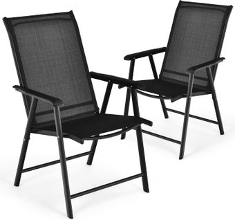 Lot De 2 Chaise De Jardin Exterieur, Fauteuil De Jardin (54 × 52 × 94 Cm, Noir,2)