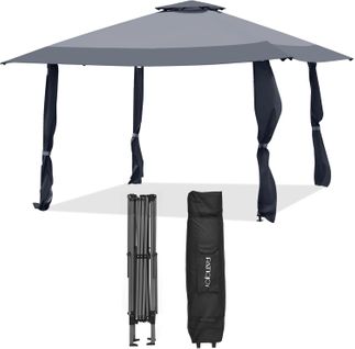 Tonnelle De Jardin Pliante Toit à 2 Niveaux 4mx4m, Tente De Reception Imperméable (gris)