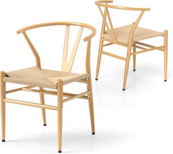 Chaise Wishbone Style Scandinave, Chaises Avec Cadre En Métal, Dossier En Y (naturel,2)