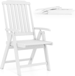 Chiase Pliante Confortable, Chaise De Jardin En Hdpe, Charge 150 Kg, 63 X 55 X 101 Cm (blanc)
