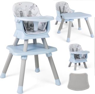 6 En 1 Chaise Haute Bébé Evolutive Avec Plateau Amovible, Chaise D'alimentation, Charge 25kg(bleu)