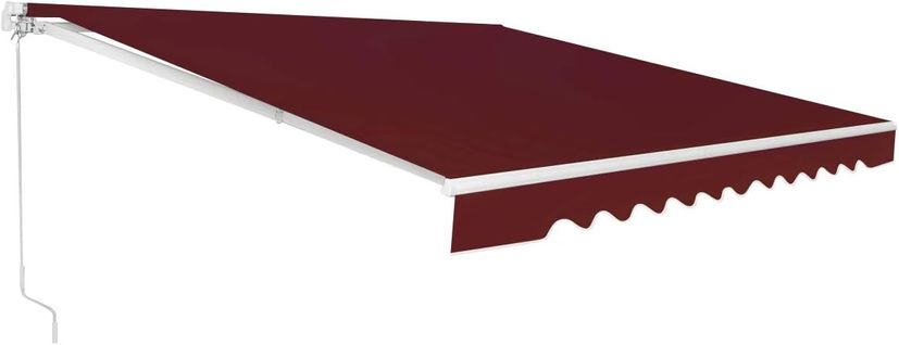Store Banne De Rétractable De 4 X 2,5m Angle, Résistant Aux Uv, Cadre En Aluminium (rouge)