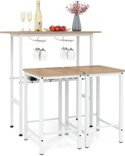 Table De Cuisine 2 Personnes, 2 Porte-bouteilles, Porte-verres, Repose-pieds Réglable