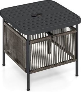 Pied De Parasol Table Base 2 En 1 Avec Trou 4 Cm, Étagère De Rangement (56 X 56 X 49 Cm)