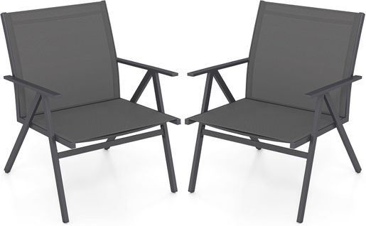 Lot De 2 Chaise De Jardin Exterieur, Tissu En Maille, Cadre Métallique, 67 X 61,5 X 78 Cm