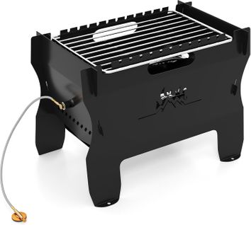 Brasero Portable à Double Combustible Au Gaz Butane Avec Grille En Acier Inoxydable