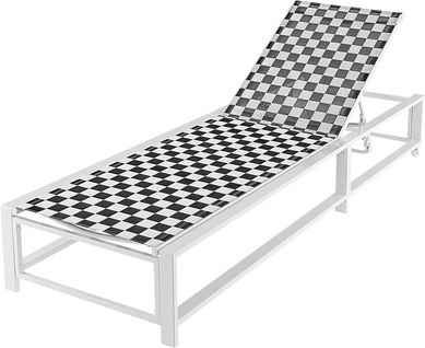 Chaise Longue Jardin Exterieur Avec Roues, Réglable Sur 6 Niveaux, Tissu Respirant