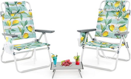 Ensemble De Chaises De Plage Et Table Pliables, Table D'appoint Cadre En Aluminium Léger (vert)