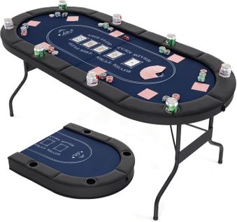 Table De Poker Pliable Pour 8 Joueurs,avec 8 Porte-gobelets En Métal et Rails Rembourrés