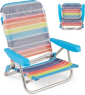 Lot De 2 Chaise De Plage Pliable, Chaise Longue Inclinables, Porte-serviette (64 X 63 X 74 Cm)