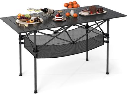 Table De Camping Pliante En Aluminium Pour 4-6 Personnes, Table De Pique-nique, 119 X 55 Cm (noir)