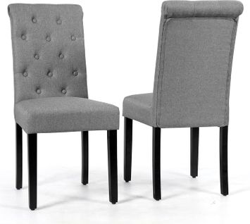 Lot De 2 Chaises De Salle à Manger, Chaises Capitonnées En Tissu (gris)