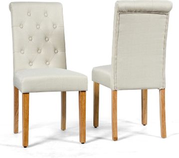 Lot De 2 Chaises De Salle à Manger, Chaises Capitonnées En Tissu (beige)