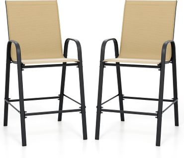 Lot De 2 Tabouret De Bar Exterieur, Repose-pieds, Cadre En Métal, 76 X 62 X 130 Cm
