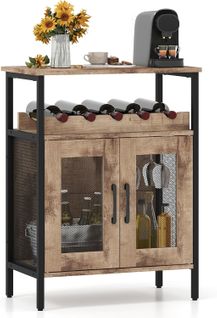 Buffet De Cuisine à 2 Portes En Treillis, Meuble Range Bouteille, 60x34x79cm (gris Chêne)