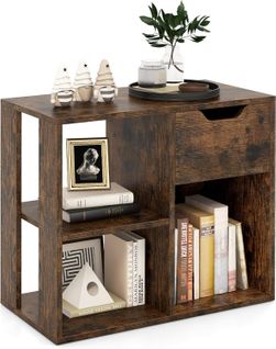 Bibliothèque à 3 Cubes Avec Tiroir, Meuble De Rangement à 2 Niveaux,30x60x53cm (marron Rustique)