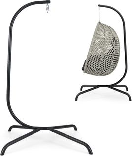 Support Hamac En Métal 1 Place, Pied Hamac En C，charge 180 Kg，106 X 105 X 197 Cm, Noir