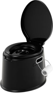 Toilette Sèche Portable Extérieure 5l Avec Seau Intérieur Et Porte-papier Amovible (noir)