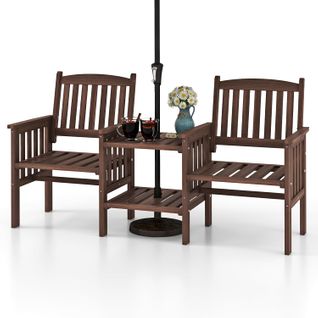 Ensemble De Meubles De Patio 2 Places En Bois De Sapin, Salon De Jardin Avec 2 Chaises (marron)