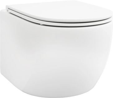 Wc Suspendu Sans Rebord Avec Abattant à Fermeture En Douceur, Système à Double Chasse