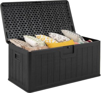 Coffre De Rangement Extérieure En Résine 378 L, Boîte De Rangement Imperméable (noir)