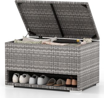 Coffre De Rangement Extérieure En Osier 186 L, Boîte De Rangement Avec Étagère à Chaussures (gris)