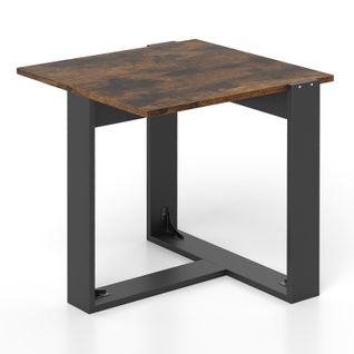 Petite Table Basse, Table D'appoint Carrée, Base En Métal En Forme De T, Design Noir, Étagère