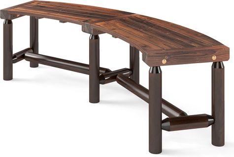 Banc Exterieur Jardin Incurvé En Bois, Bois De Sapin Et De Pin, 170 X 58 X 45 Cm (brun)