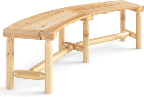 Banc Exterieur Jardin Incurvé En Bois, Bois De Sapin Et De Pin, 170 X 58 X 45 Cm (naturel)
