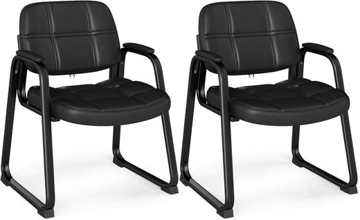 Lot De 2 Chaises De Salles De Réunion, Ergonomique Avec Cadre Métallique et Accoudoirs Rembourrés