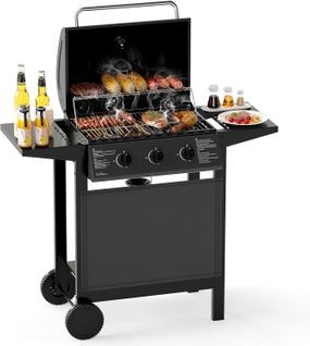 Barbecue Gaz Propane 3 Brûleurs, 24,000 Btu Avec Grilles En Acier Inoxydable et Roulettes