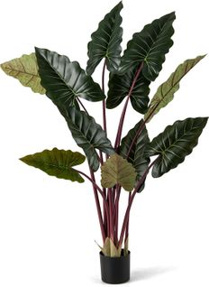 Plante Artificielle De 160 Cm, Taro Arc-en-ciel En Pot Avec 11 Feuilles Fausse Tiges Flexibles