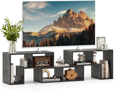 Meuble TV Bois 6 Compartiments En 3 Pièces Modulaire, Meuble TV Angle Extensible 134-180cm