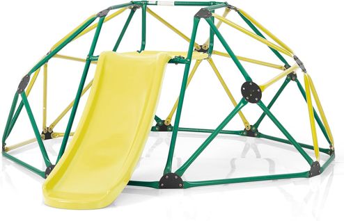 Dôme D'escalade De 241cm Enfant Avec Toboggan, Cage D'escalade En Métal Avec Coussin En Tissu
