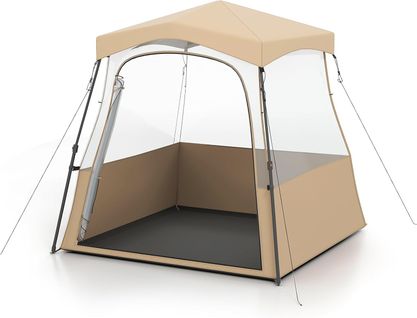 Tente Bulle Pop-up Transparente Pvc, Portable Toutes Saisons,160 X 160 X 176 Cm，marron