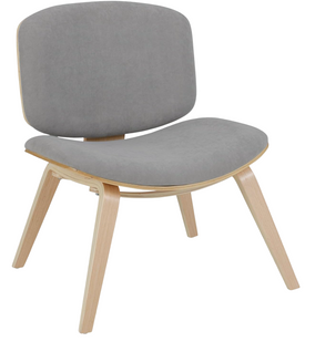 Fauteuil Scandinave De Salon Avec Cadre Et Pieds En Bois, Chaise Rembourrée (naturel + Gris Clair)