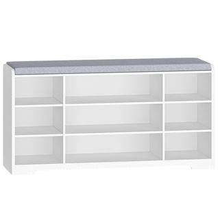 Banc à Chaussures, Rangement Chaussures, Assise Rembourrée Et 9 Compartiments