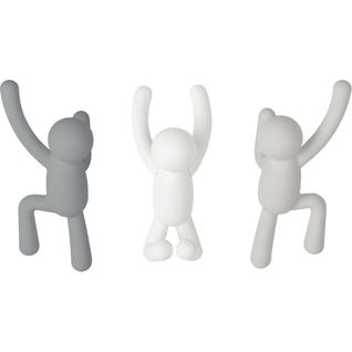 Patère Bonhomme Buddy (lot De 3) Gris - Blanc