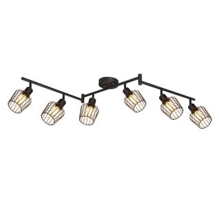 Spot 6 Têtes E14 Noir - Style Rétro Orientable 350°, Pour Couloir Ou Chambre Plafonnier