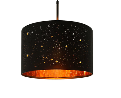 Suspension 1 Flamme Moderne Noir Avec Abat-jour En Tissu Étoilé E27 Décoration De Salle à Manger