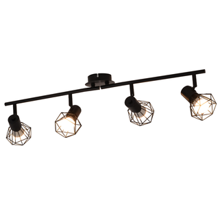 4 Spots De Plafond Noir Vintage Rétro E14 Industriel Pivotants à 350°métal Intérieur