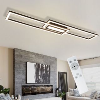 Plafonnier LED Noir 50w Avec Télécommande Et Intensité Variable Rectangulaire Moderne Et Élégant