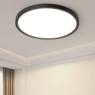 Plafonnier LED Moderne Rond Noir Ø22cm Pour Salon Et Couloir