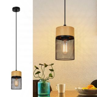 Suspension Moderne En Bois Clair Pour Salle à Manger, Couloir Ou Bar - 1 Ampoule E27