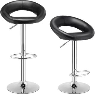 Tabouret De Bar Lot De 2, Chaise De Bar Pivotante Avec Repose-pieds, Hauteur Réglable 77-98 Cm