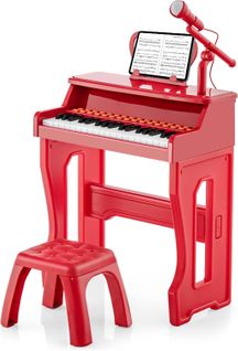 Piano Numérique à 37 Touches Enfants Avec Tabouret Et Microphone Réglable, Charge 50kg(rose)